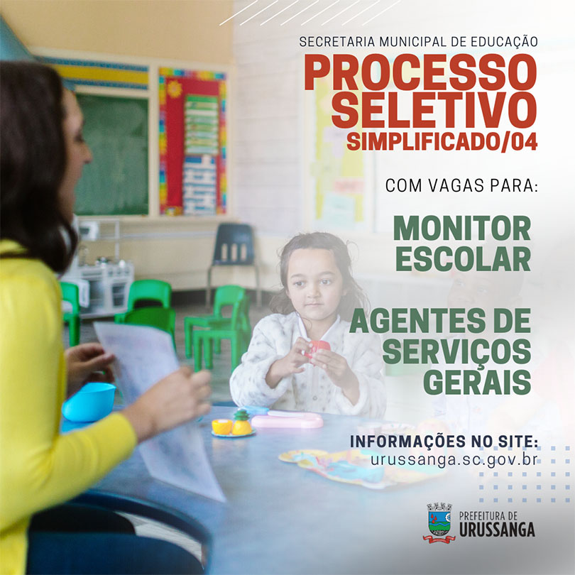 Educação de Urussanga lança processo seletivo simplificado para